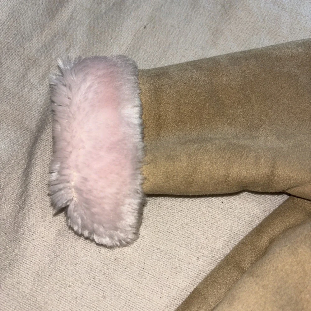 Vintage Gymboree Suede Jacket Pink Faux Fur Trim Lining Girls 18-24 MOS Cozy Y2K